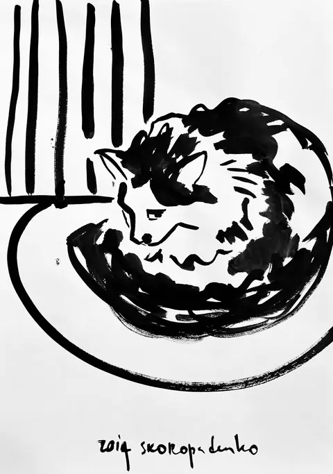 The Cat on table. Zoia SKOROPADENKO